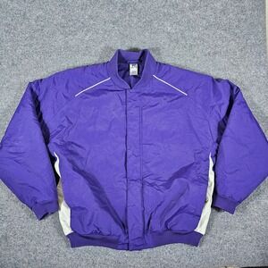 Russell Athletic Essential Quilted Lined Bomber Jacket Purple/White Mens Sz XL